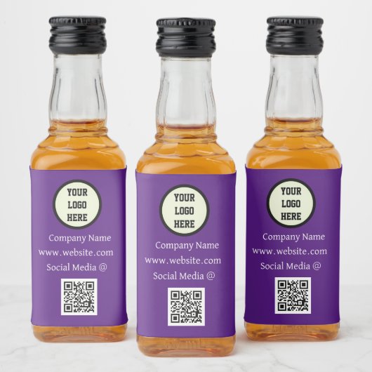 QR Code Logo Bedrijfs Paars Zakelijk Likeurfles Etiket (Flessen)