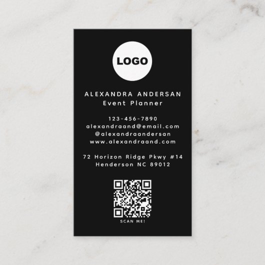 QR Code Logo Black Modern Minimalist Professional  Visitekaartje (Voorkant)