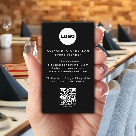 QR Code Logo Black Modern Minimalist Professional  Visitekaartje
