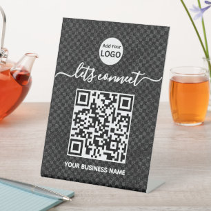 QR-code   Logo Black Scan voor verbinding Reclamebord Met Voetstuk