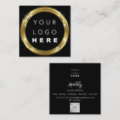QR Code Logo Black White Gold Beautique Shop Vierkante Visitekaartje (Voorkant / Achterkant)