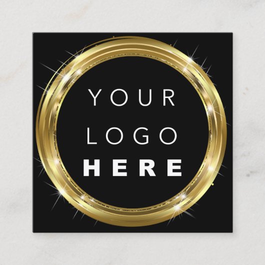 QR Code Logo Black White Gold Beautique Shop Vierkante Visitekaartje (Voorkant)