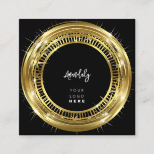 QR Code Logo Black White Golden Lijst Cirkel Vierkante Visitekaartje