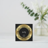 QR Code Logo Black White Golden Lijst Cirkel Vierkante Visitekaartje (Staand voorkant)