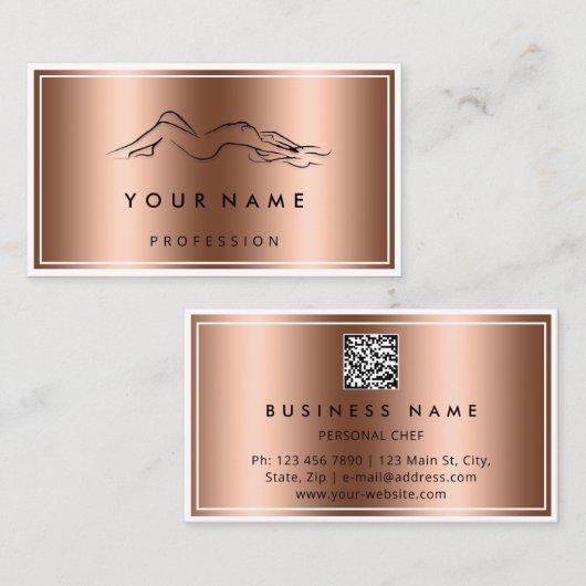 QR-CODE Logo-body Sculpting Massage Roos Koper Visitekaartje (Voorkant / Achterkant)