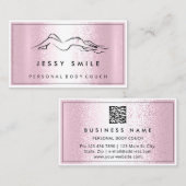 QR-CODE Logo-body Sculpting Massaged Metallic Pink Visitekaartje (Voorkant / Achterkant)