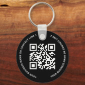 QR Code Logo Business Black Sleutelhanger (Voorkant)