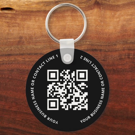 QR Code Logo Business Black Sleutelhanger (Voorkant)
