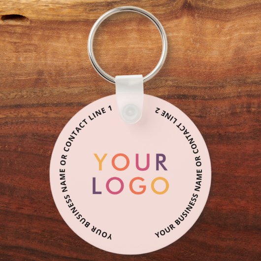 QR Code Logo Business Blush Pink Sleutelhanger (Achterkant)