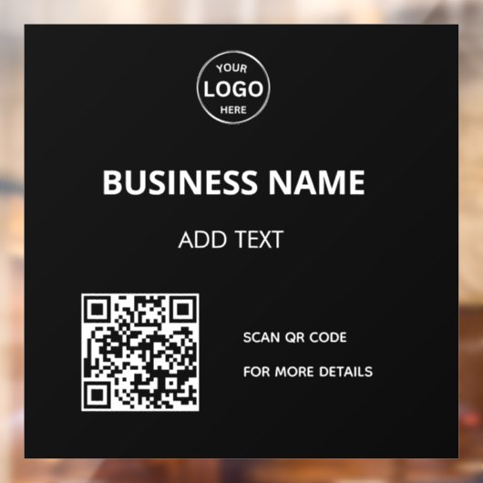 Qr code Logo Business Menu Contact Cling venster Raamsticker (Vel 2)