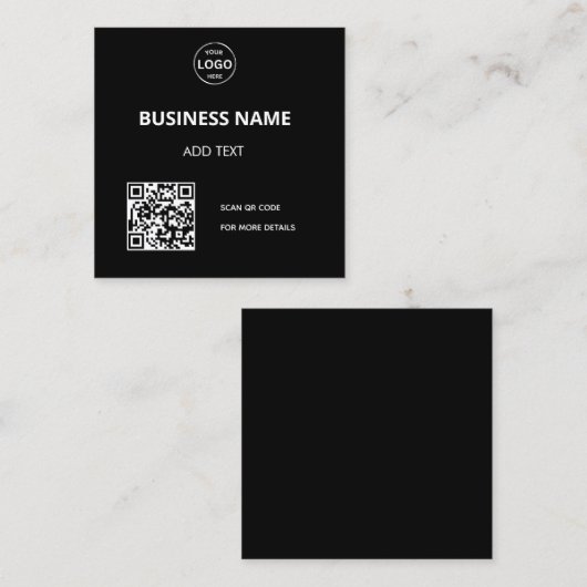 Qr code Logo Business Menu Contact Vierkante Visitekaartje (Voorkant / Achterkant)