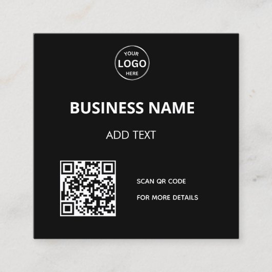 Qr code Logo Business Menu Contact Vierkante Visitekaartje (Voorkant)