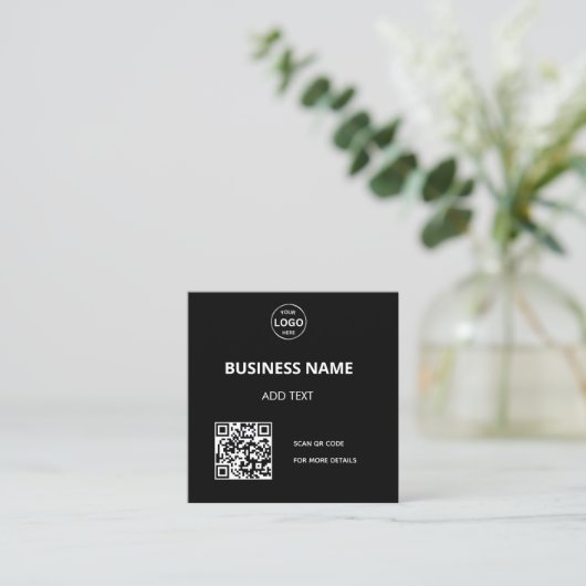 Qr code Logo Business Menu Contact Vierkante Visitekaartje (Staand voorkant)