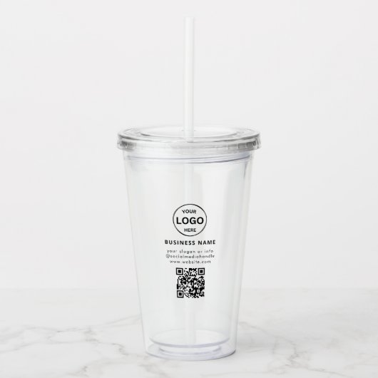 QR Code Logo Business Minimalist Eenvoudig Acryl Drinkbeker (Voorkant)