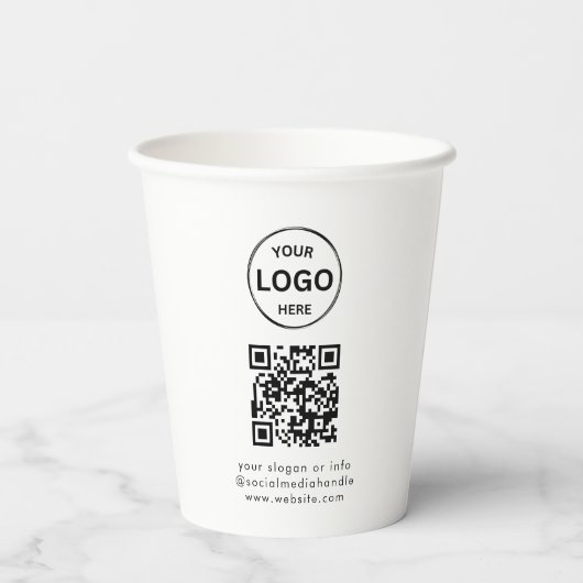 QR Code Logo Business Minimalist Eenvoudig Papieren Bekers (Achterkant)