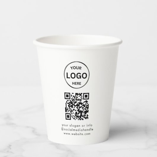 QR Code Logo Business Minimalist Eenvoudig Papieren Bekers (Voorkant)