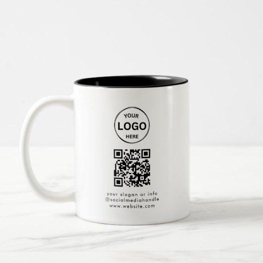 QR Code Logo Business Minimalist Eenvoudig Tweekleurige Koffiemok (Links)