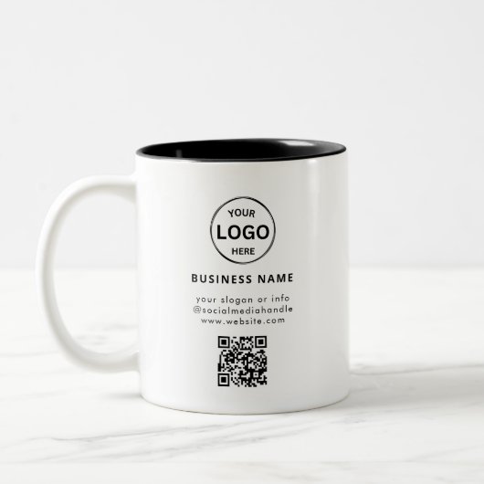 QR Code Logo Business Minimalist Eenvoudig Tweekleurige Koffiemok (Links)