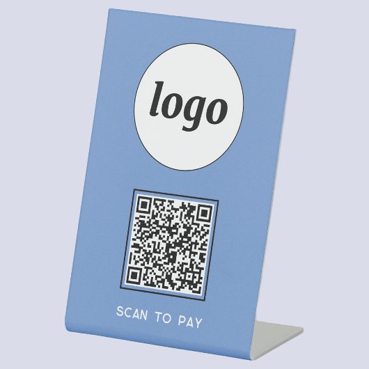 QR Code Logo Business Scan om blauw te betalen Reclamebord Met Voetstuk
