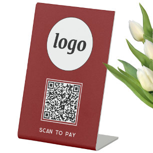 QR Code Logo Business Scan om Bourgogne Rood te Be Reclamebord Met Voetstuk