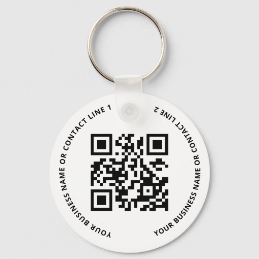 QR Code Logo Business White Sleutelhanger (Voorkant)