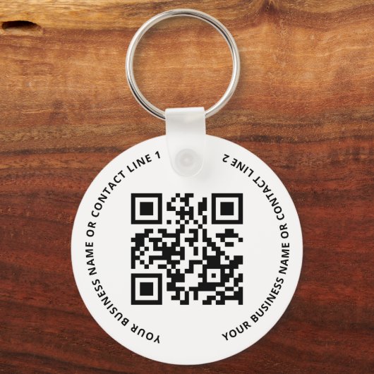 QR Code Logo Business White Sleutelhanger (Voorkant)