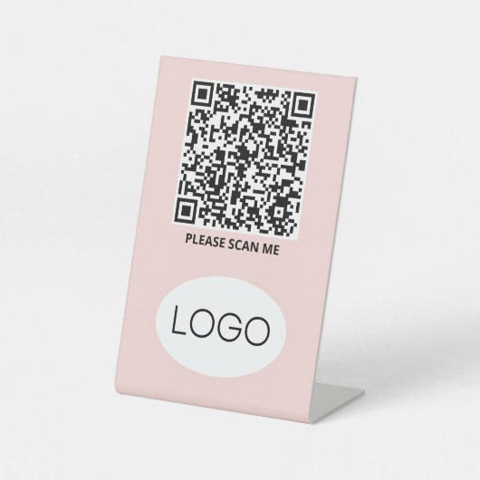 QR Code Logo Contactloos Reclamebord Met Voetstuk (Voorkant)