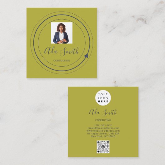 QR Code Logo Custom Custom Photo ConsultingMustard Vierkante Visitekaartje (Voorkant / Achterkant)