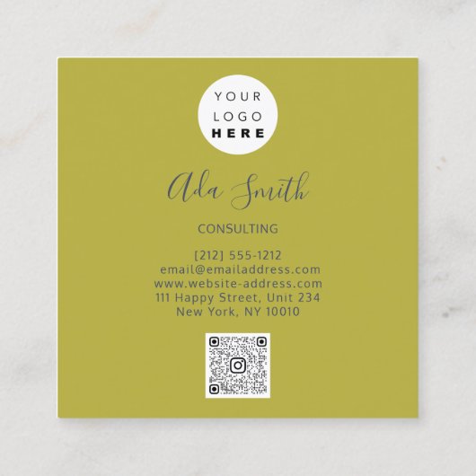 QR Code Logo Custom Custom Photo ConsultingMustard Vierkante Visitekaartje (Achterkant)