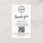 QR Code Logo Dank u Korting Laat ons Review Visitekaartje (Voorkant)