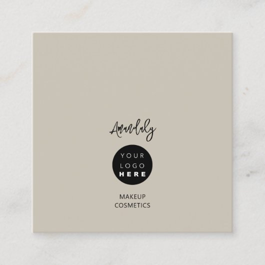 QR Code Logo Earth Cement Gray minimalimiet Vierkante Visitekaartje (Voorkant)