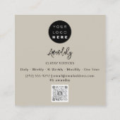 QR Code Logo Earth Cement Gray minimalimiet Vierkante Visitekaartje (Achterkant)