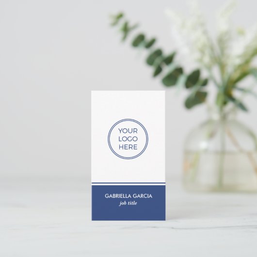 QR Code Logo Eenvoudig Blauw Visitekaartje (Staand voorkant)