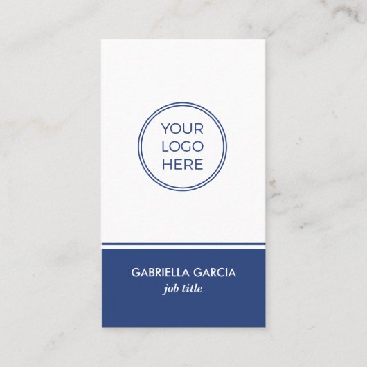 QR Code Logo Eenvoudig Blauw Visitekaartje (Voorkant)