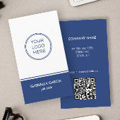 QR Code Logo Eenvoudig Blauw Visitekaartje