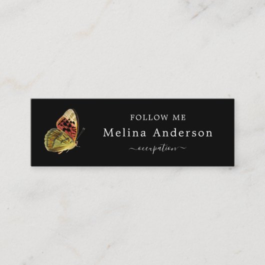 QR Code Logo Elegant Butterfly Social Media Mini Visitekaartje (Voorkant)