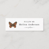 QR Code Logo Elegant Butterfly Social Media Mini Visitekaartje (Voorkant)