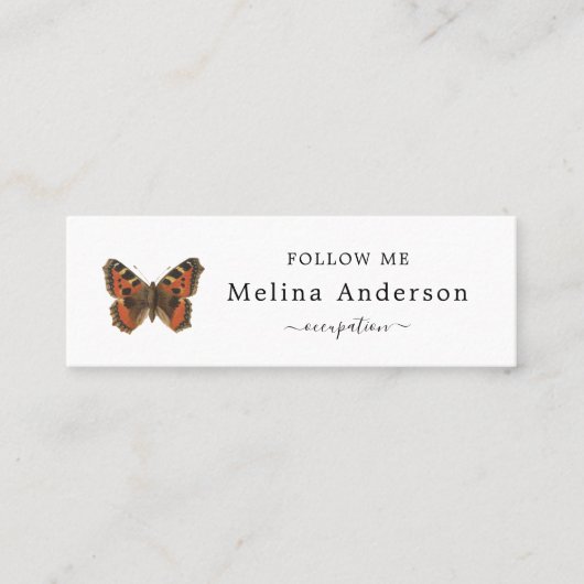 QR Code Logo Elegant Butterfly Social Media Mini Visitekaartje (Voorkant)