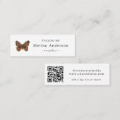 QR Code Logo Elegant Butterfly Social Media Mini Visitekaartje (Voorkant / Achterkant)