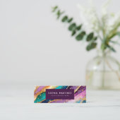 QR-code & Logo Elegante Regenboog Agate goud Glitt Mini Visitekaartje (Staand voorkant)