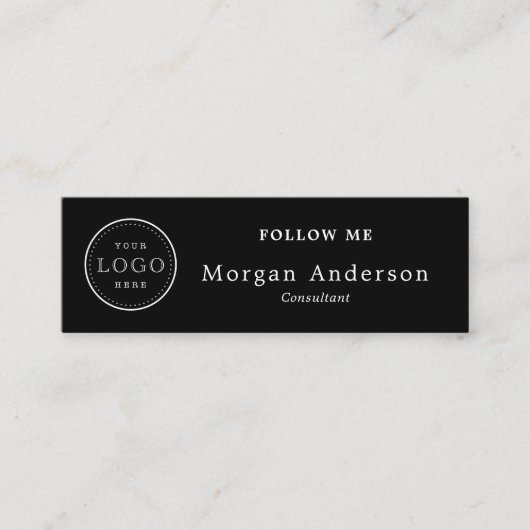 QR-code Logo eslegant zwart-wit sociale media M Mini Visitekaartje (Voorkant)