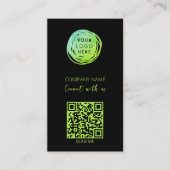 QR Code Logo Fluorescerend Groen Visitekaartje (Voorkant)