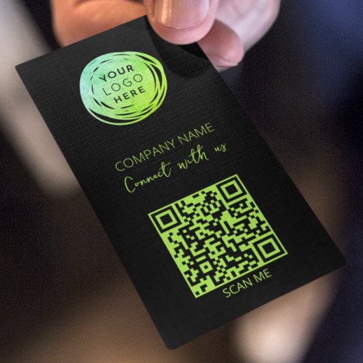 QR Code Logo Fluorescerend Groen Visitekaartje