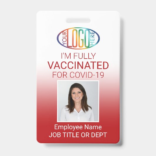 QR-code Logo Foto ID Covid Vaccin Pas Rood Badge (Voorzijde)