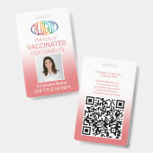 QR-code Logo Foto ID Covid Vaccin Pas Roze Badge (Voor- en achterkant)