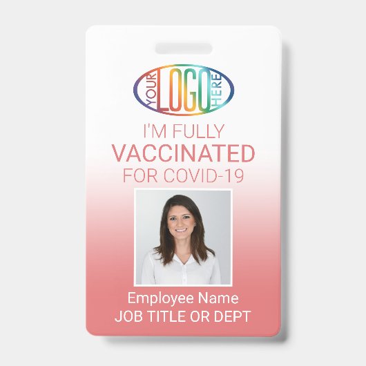 QR-code Logo Foto ID Covid Vaccin Pas Roze Badge (Voorzijde)
