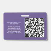 QR Code Logo Foto Medewerker ID Vaccin Pass Paarse Badge (Achterkant)