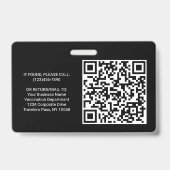 QR Code Logo Foto Medewerker ID Vaccin Pass Zwart Badge (Achterkant)