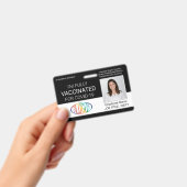 QR Code Logo Foto Medewerker ID Vaccin Pass Zwart Badge (Handheld)