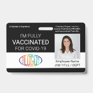 QR Code Logo Foto Medewerker ID Vaccin Pass Zwart Badge